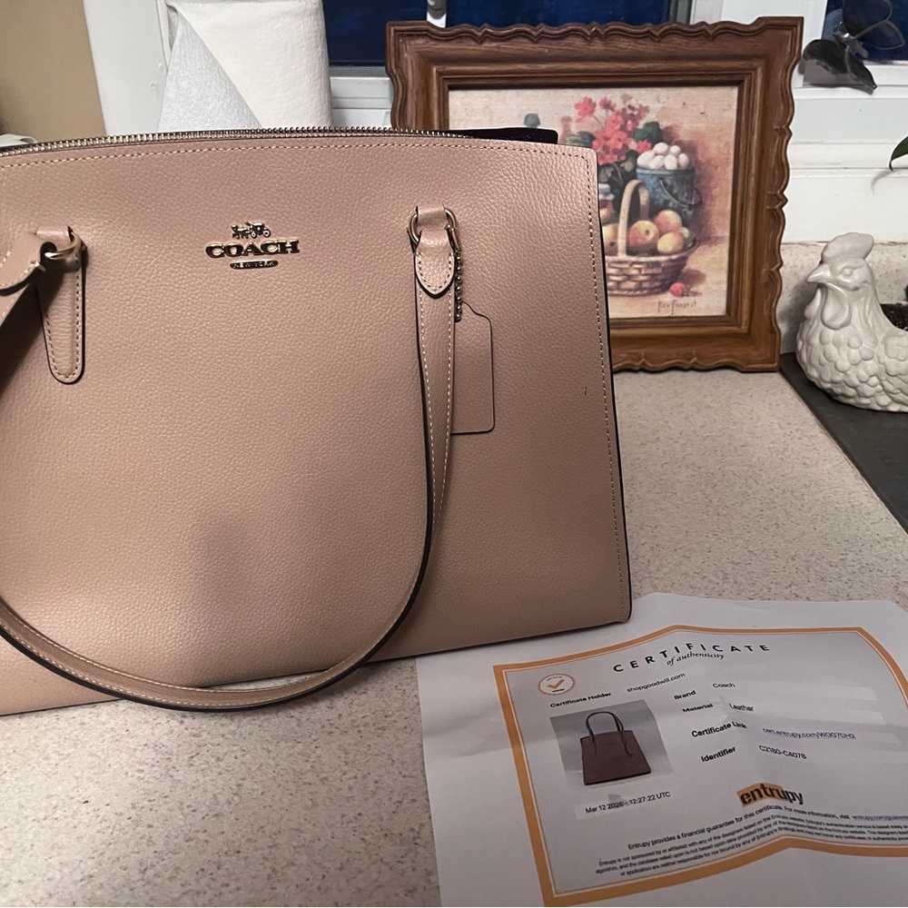 Coach Pebbled Leather Tote in Blush Pink
